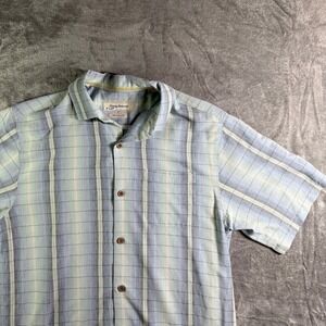 Tommy Bahama Silk Blend Button Up Shirt Plaid Short Sleeve Casual Medium